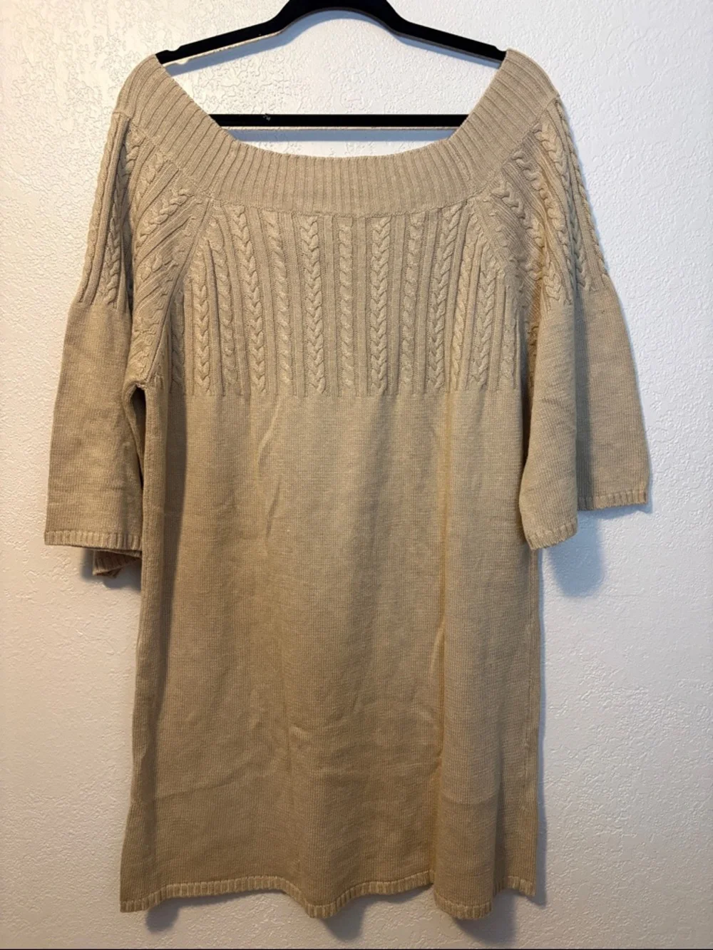 NWT Caroline Long Tan Cotton Tunic Sweater 2X